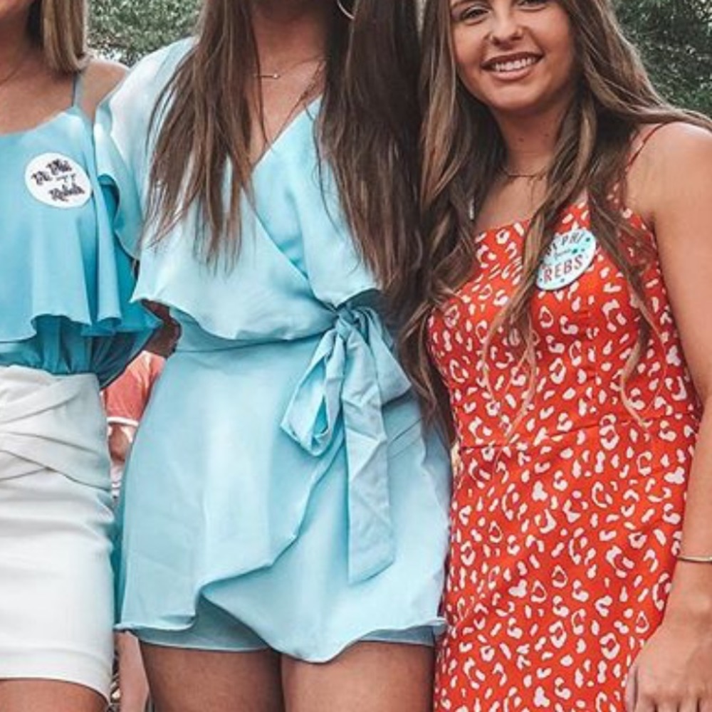 Powder blue romper! Perfect for game day!